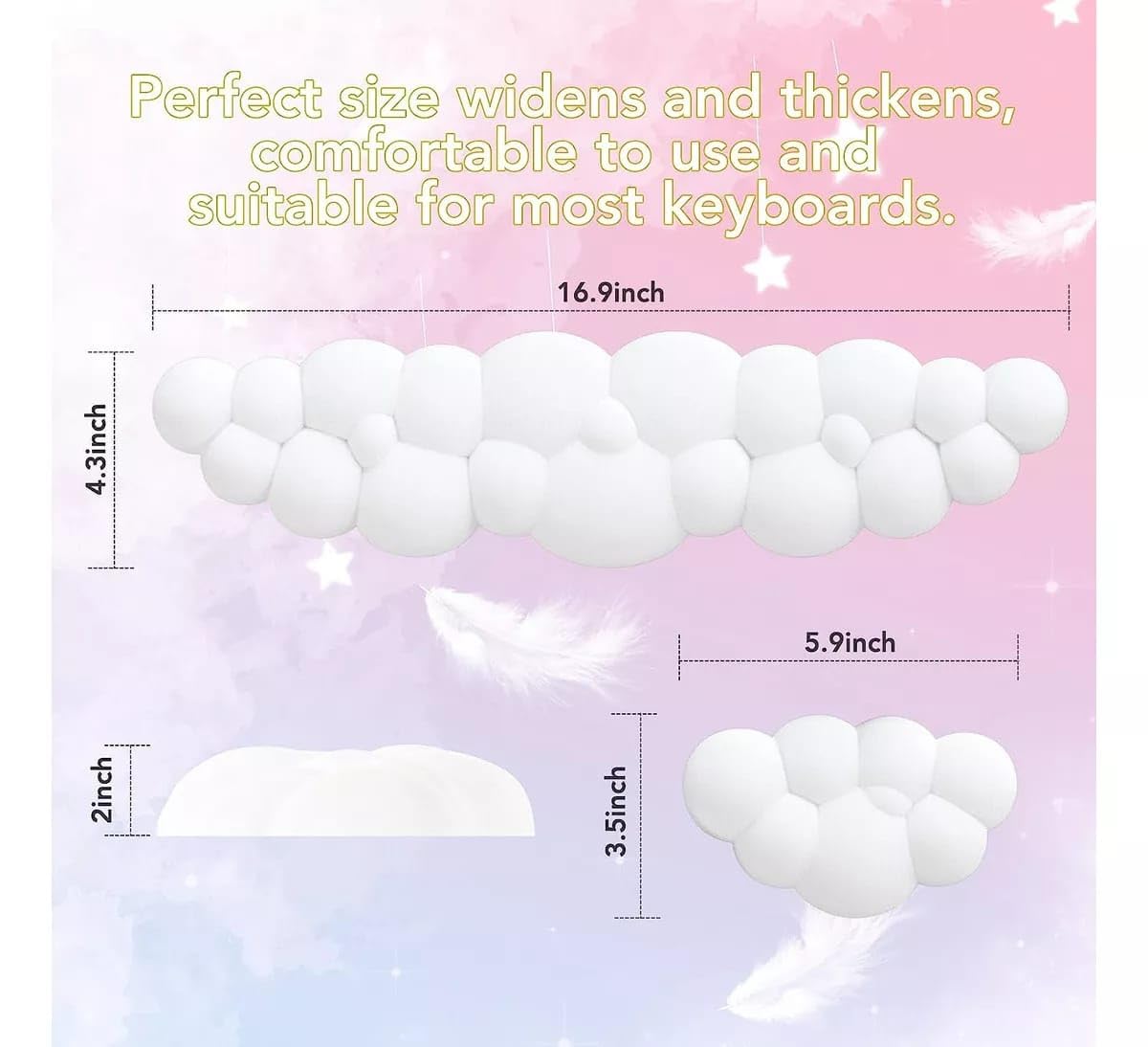 Cloud Wrist Rest Keyboard and Mouse Pad Set