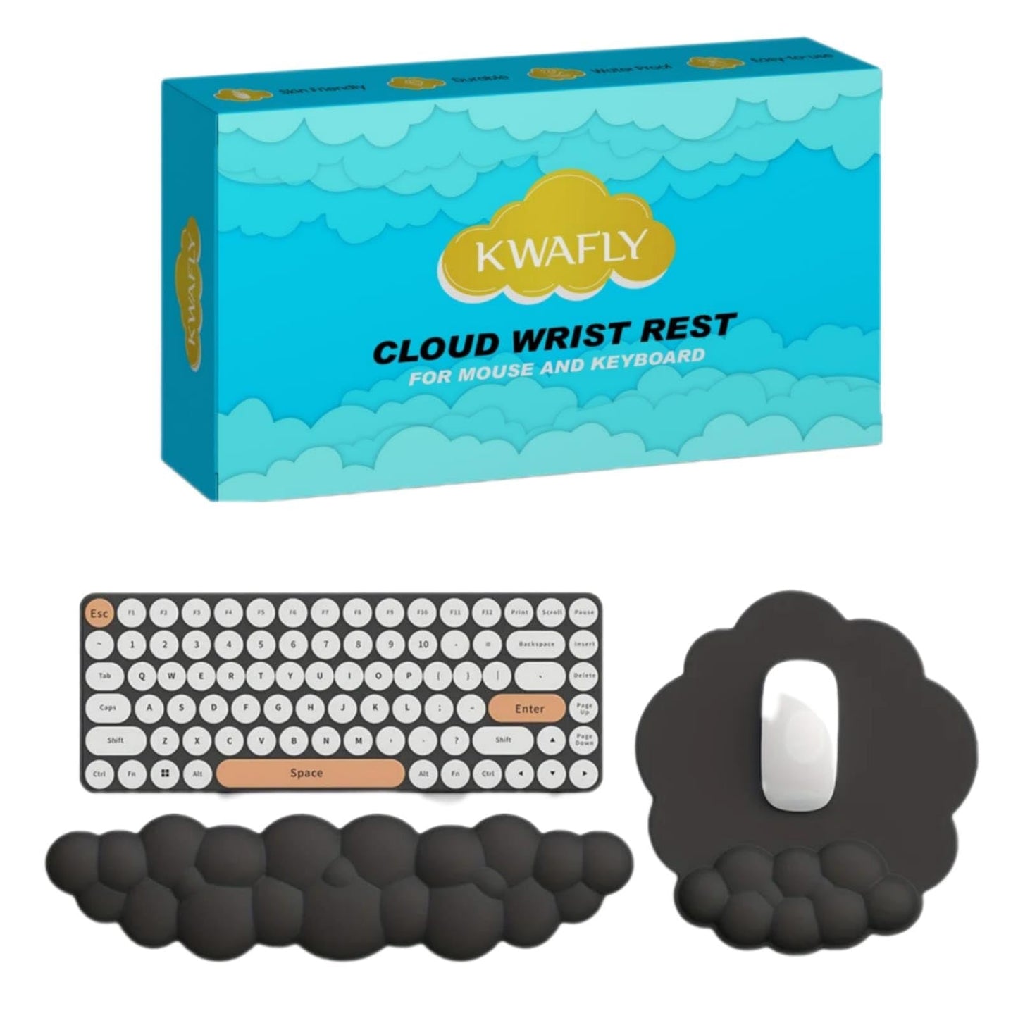 Cloud Wrist Rest Keyboard and Mouse Pad Set